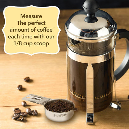 Simply Gourmet Measuring Cups & Spoons Set of 12, 18/08 Stainless Steel Kitchen Gadgets, Stackable Design with Long Handle Spoons, Fits in Spice Jars, Cooking & Baking Set for Dry & Liquid
