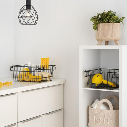 TRINITY 2-Pack Stackable Metal Wire Storage Baskets With Handles, EcoStorage Chrome, 11 Inches