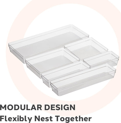 Oggi Clear Drawer Organizer - 3" X 12.5" - Ideal for Organizing Kitchen Drawers, Office, Desk, Silverware, Kitchen Utensils, Cosmetics and Bathrooms
