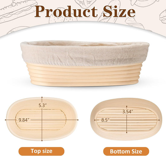 P&P CHEF Bread Proofing Basket Set of 2, 10 Inch Oval Sourdough Basket