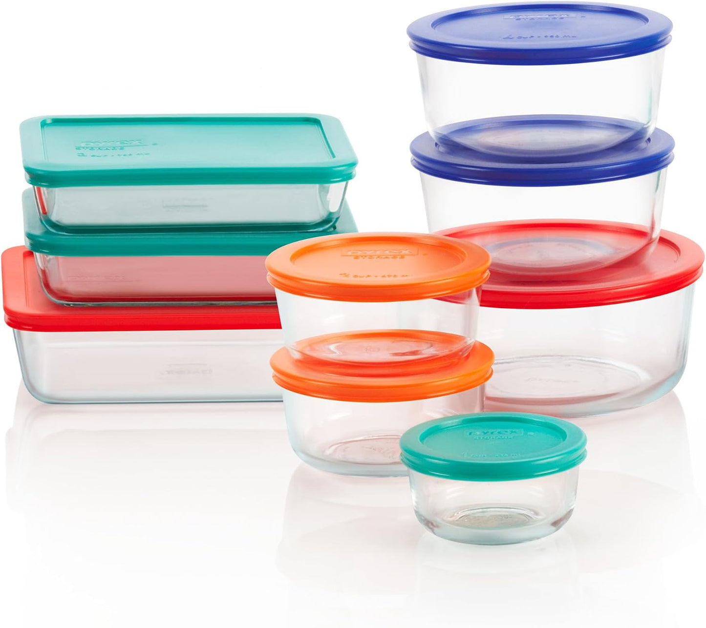 Pyrex Simply Store (12-Pack) Glass Food Storage Containers Set, (1, 2, & 3 Cup) Meal Prep Containers with Plastic BPA-Free Lids, Dishwasher & Microwave Safe