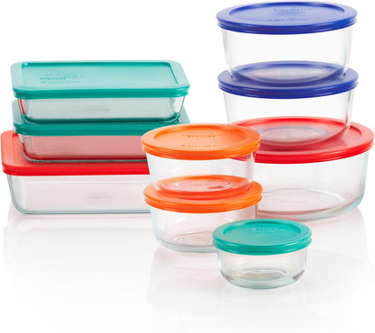 Pyrex Simply Store (12-Pack) Glass Food Storage Containers Set, (1, 2, & 3 Cup) Meal Prep Containers with Plastic BPA-Free Lids, Dishwasher & Microwave Safe