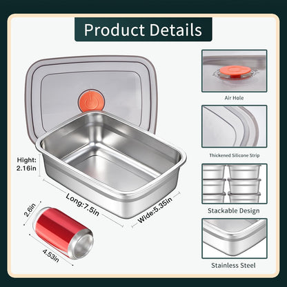 GIUOIDUO stainless steelFood Storage Containers setsstorage box with lidfreezer FrozenKitchen tray with lidOven plateSide dish plate Freezer & Dishwasher Safe