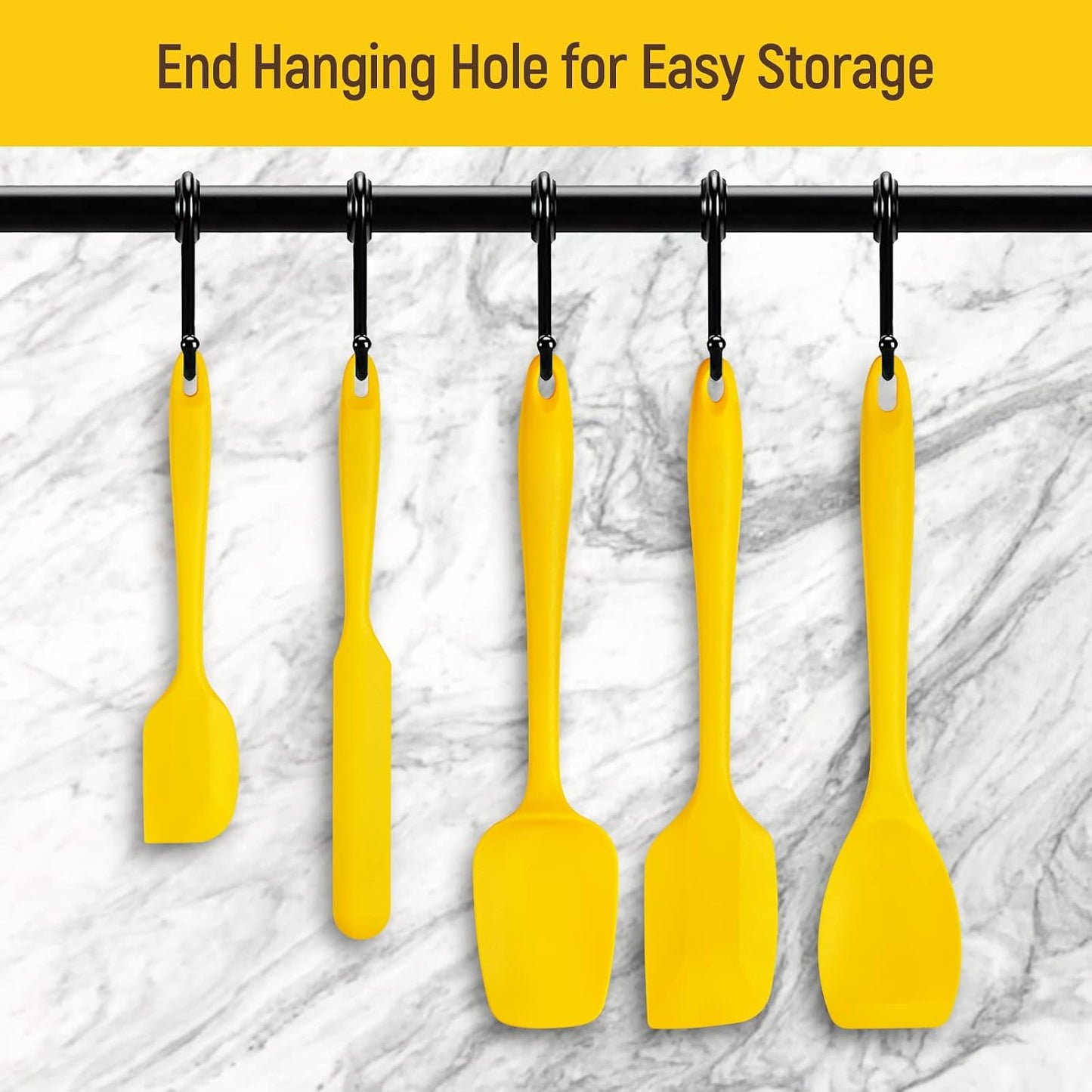 Tomorotec Silicone Spatulas 5-Pack Food Grade Flexible Steel Core, Heat Resistant Dishwasher Safe Home Kitchen Restaurant Culinary Seamless Utensil Non-Stick Scratch-Free Scraper Baking Cooking Pastry