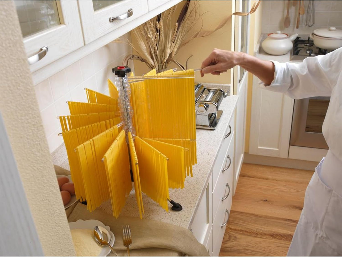 Marcato Tacapasta Premium Pasta Drying Rack. Foldable Pasta Dryer with Multiple Arms for Spaghetti, Fettuccine and Noodles, Compact Storage Design, Stable Base. Made in Italy