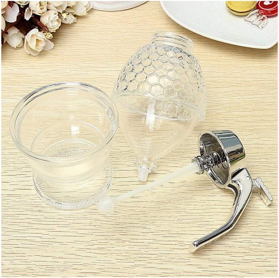 XIYUAN Honey dispenser, syrup dispenser, beautiful honeycomb honey jar, honey jar with stand