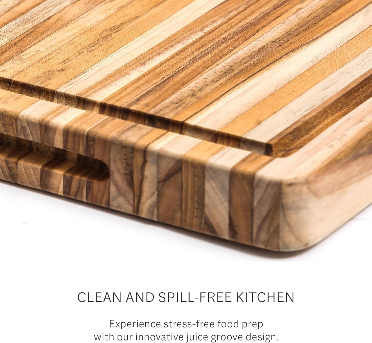 Teakhaus Edge-Grain Teak Wood Cutting Board with Grip Handles, Extra Large