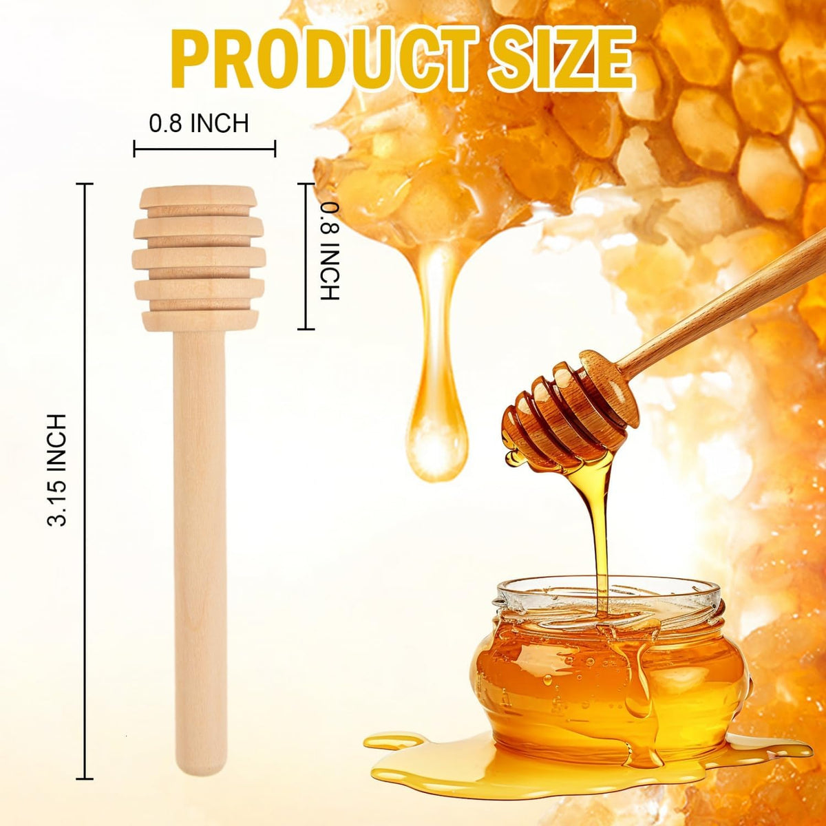 Wooden Honey Dipper Sticks, 3 Inch Honey Sticks Mini Honeycomb Sticks, Mini Honey Dipper Honey Stirrers for Honey Jar Dispense Drizzle Honey and Wedding Party Favors Gift