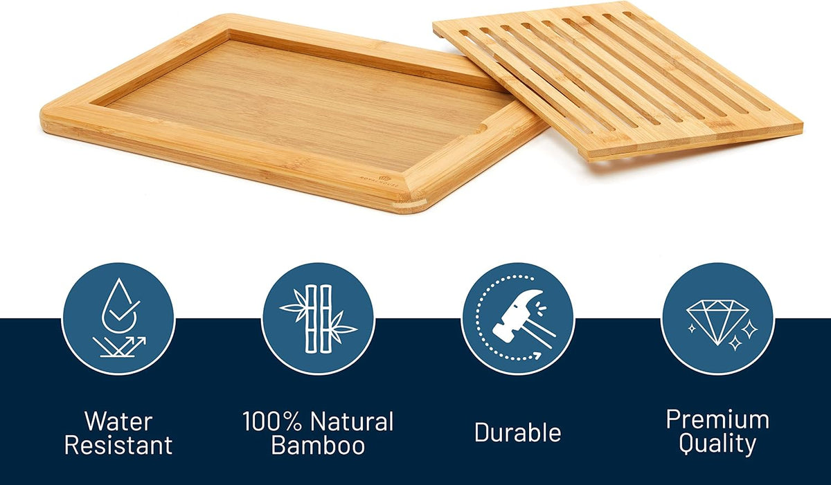 RoyalHouse Large Premium Natural Bamboo Bread Cutting Board