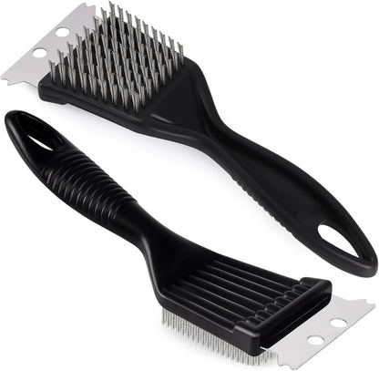 2 Pcs Grill Brush and Scraper,Barbecue Grill Cleaning Brush Stainless Steel Wire Grill Brush BBQ Cleaner Accessories for Outdoor Grill, Durable and Easy to Clean