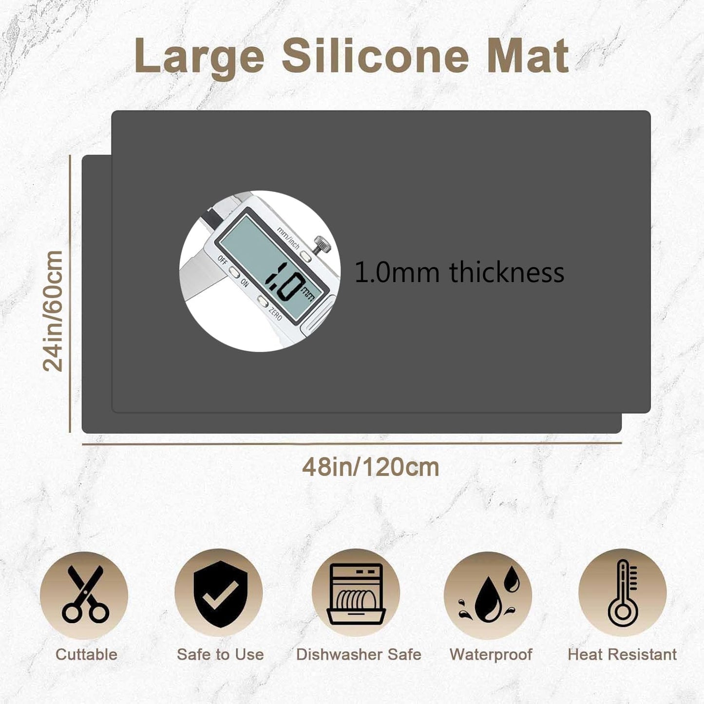36"x24"(90cmx60cm) Large Silicone Mat for Kitchen Counter, Heat Resistant Non-Slip Countertop Protector, Waterproof Silicone Craft Mat for Kitchen Island, 2Pack (Semitransparent)