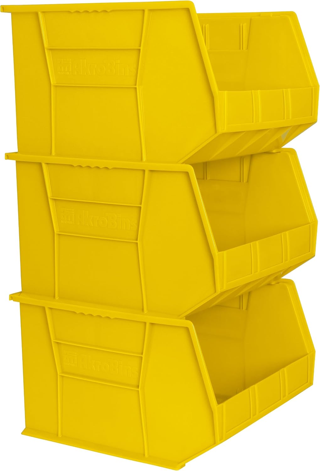 Akro-Mils 30270 AkroBins Plastic Storage Bins, Space-Saving Stackable Bins for Garage, Pantry, Craft Organization, 18" x 16" x 11", Clear, 3-Pack