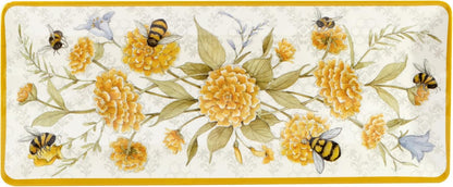 Bee Sweet 3-Piece Melamine Serveware Set – Includes 14.5" Chip & Dip, 14.5"x5.75" 3-Section Tray & 19"x8" Platter with Bee & Floral Designs for Spring Entertaining & Outdoor Dining