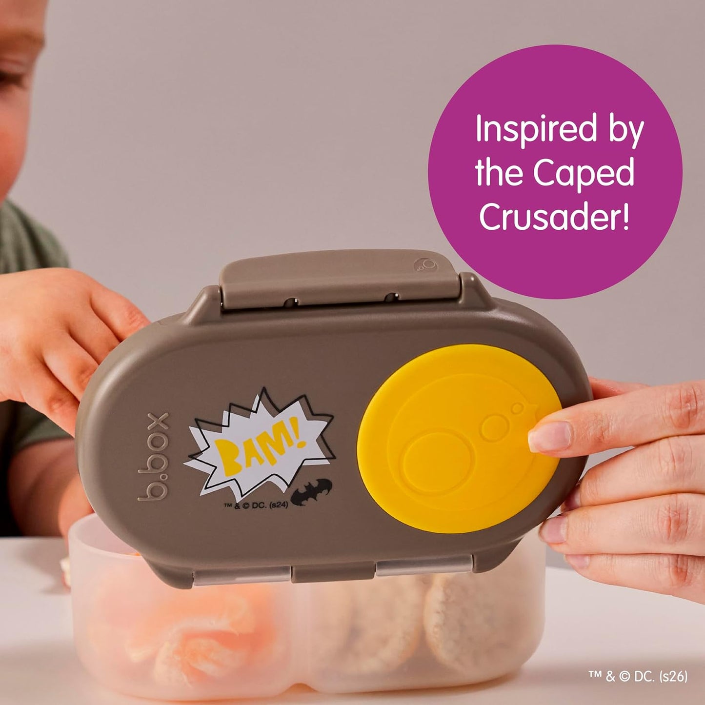 b.box Snack Box 2-Pack - Leak Proof Mini Bento Box for Kids & Toddlers, 2 Compartment Snack Containers for Kids, Dishwasher Safe, BPA-Free, PFAS-Free, Ages 4mo+, 1 3/4 Cup Each (Strawberry + Lilac)