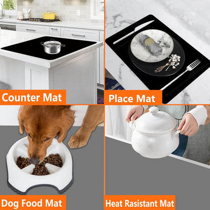 2Pack Large Silicone Mats for Kitchen Counter, 48''x24''(120cmx60cm) Heat Resistant Mat for Kitchen Island, Waterproof Multipurpose Countertop Protector, Black
