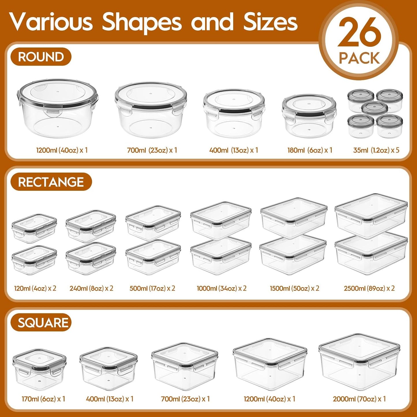 40 PCS Food Storage Containers with Lids Airtight (20 Containers & 20 Lids), Leak proof Meal Prep Container Set for Kitchen Storage, BPA-free, PVC-free Plastic, Microwave/Dishwasher Safe, Labels & Pen