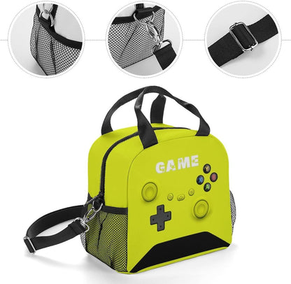 Game Lunch Bag for Boys Girls Gamer, Insulated Video Game Lunch Box for School Work Office Travel Picnic Hiking Beach, Waterproof Leakproof Portable Fits Most Bento Boxes