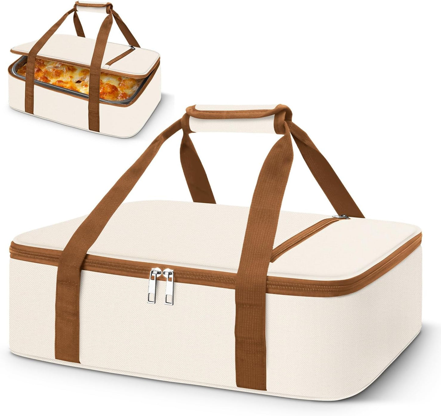 Coobiiya Insulated Casserole Carrier,Lasagna Lugger Tote Keeps Food Hot or Cold,Thermal Lunch Bag Warmer & Cooler Carrier Bag,Portable Tote Bag Fits 9" x 13" Baking Dish for Picnic and Cookout