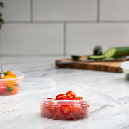 Stack Man 16 oz Deli Containers with Lids (48 Sets) – Pint Clear Plastic Food Storage Containers, Airtight Leak-Resistant Seal, BPA-Free, Microwave & Freezer Safe, Meal Prep Soup Takeout To-Go