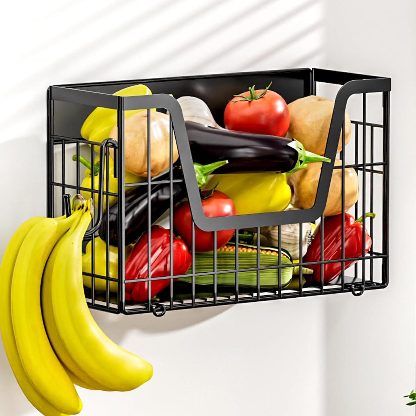 2 Set Magnetic Shelf for Fridge, Potato & Onion Storage Bins, Magnetic Fruit Basket for Refrigerator Pantry Kitchen Counter Laundry Organizer, Fridge Magnetic Spice Rack Magnet Fridge Storage