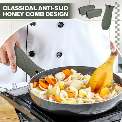 Patelai 8Pcs Silicone Cast Iron Handle Cover,Black