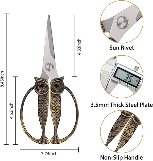 Kitchen Owl Scissors - Stainless Steel Kitchen Scissors, Sharp Meat Scissors, Dishwasher Safe, Heavy-duty Poultry Scissors, Food Cooking Scissors, Gift for Men and Women (Pearl nickel, large)