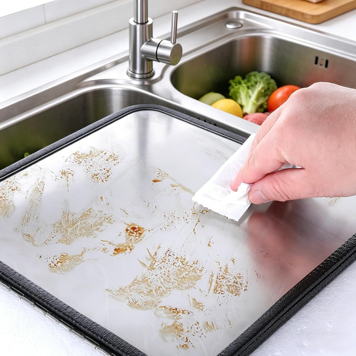 3 Sided Splatter Guard Stainless Steel Foldable Grease Splatter Screen for Frying Pan, Nonstick & Heat Resistant Stove Top Shield, Stops Oil Splashes for Safer Cooking