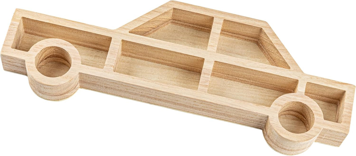 Hammont Wooden Tray – – House Shaped Sectional Divided Serving & Snack Platter for Appetizers, Veggies, Montessori Activities - 9"x1"x1" (House)