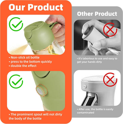 TrendPlain 16oz/470ml Glass Olive Oil Sprayer for Cooking – 2 in 1 Olive Oil Dispenser Bottle for Kitchen Gadgets and Air Fryer Accessories, Salad, BBQ - Black