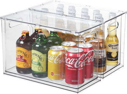 Fridge Organizers and Storage Pull Out Drawer, 2 Small | Stackable, Clear, Fruit and Veggies Containers, for Kitchen, Cabinet
