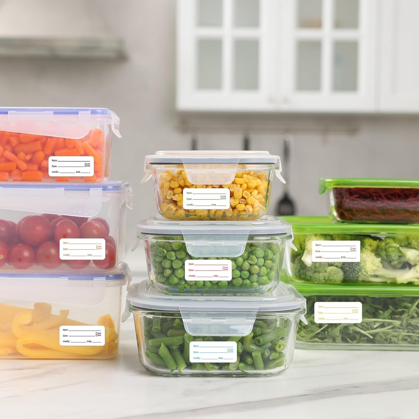 Sayglossy 7000 Pcs Day of Week Label Food Label Monday Through Sunday Management Inventory Sticker Removable Weekly Self Adhesive Date Dot Sticker for Restaurant Kitchen Container (Square)