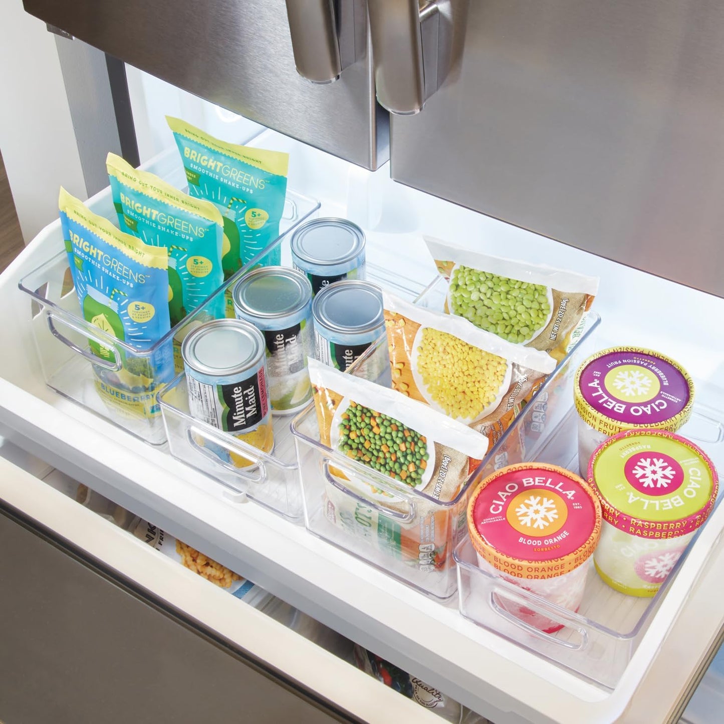 iDesign Stackable Clear Plastic Bin | Kitchen Organizers and Storage, For Fridge and Pantry