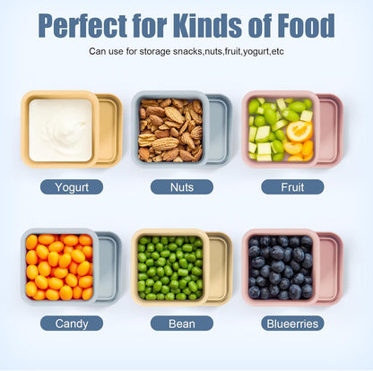 3 PCS Silicone Food Storage Containers with Lids，BPA Free Reusable Silicone Storage Containers for Food Freezer Containers Freezer Dishwasher Safe（24oz,10oz,4oz）
