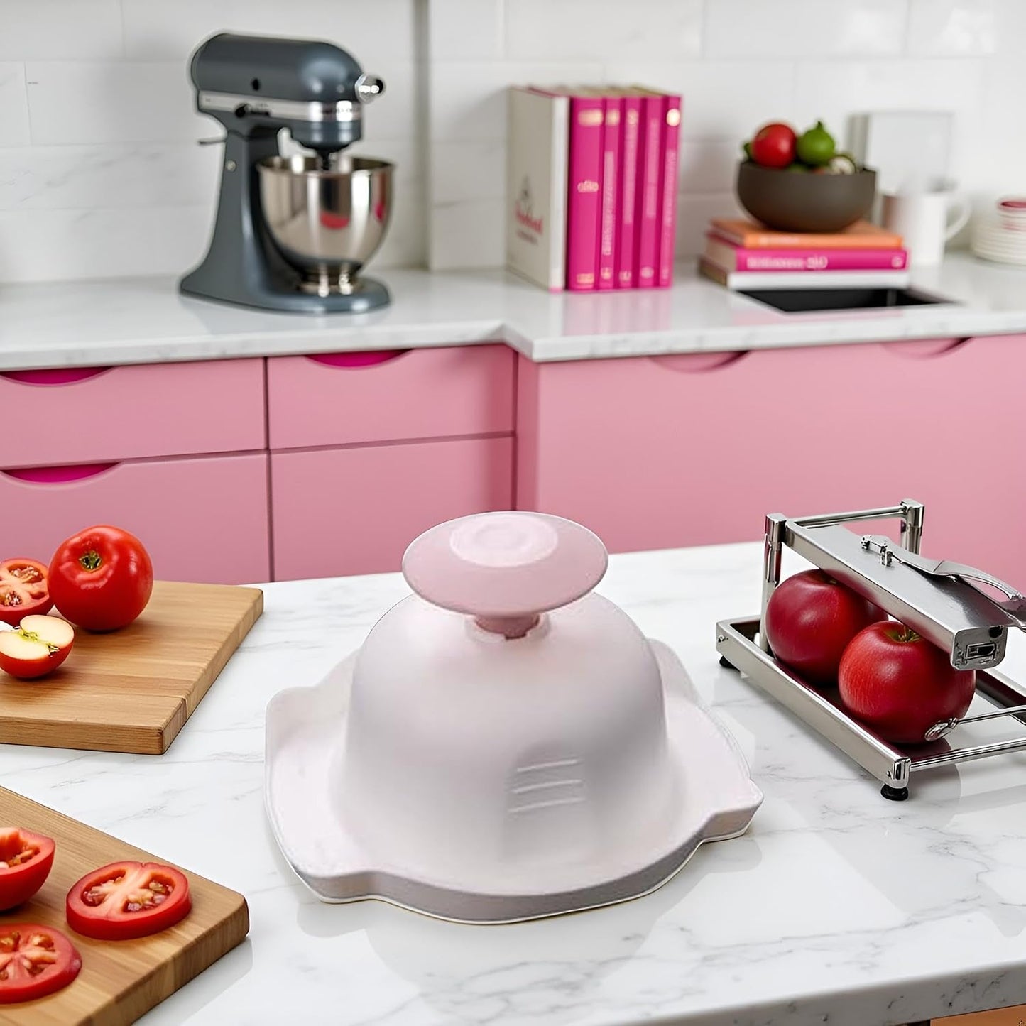Food Safety Holder for Mandolin Slicer or Grater,Finger Anti-Cut Protectors for Vegetable Grater, Food Slicer Cutter Finger Guard for Mandoline Slicer Cutting, Mandolines (Pink)