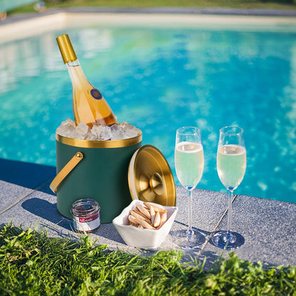 3L Double-Wall Insulated Stainless Steel Ice Bucket with scoop for Cocktail Bar - Metal Ice Bucket for freezer with Lid for parties,Camping,and More!champagne bucket,bar cart accessories