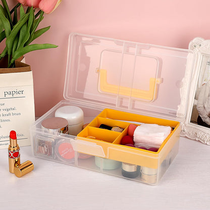 JUXYES Clear Art Craft Supply Storage Bin Sewing Box With Handle Lid | Clear Stackable Latching Craft Storage Bin for School Office, Organizing Stationery, Sewing, Art Craft, DIY Supplies