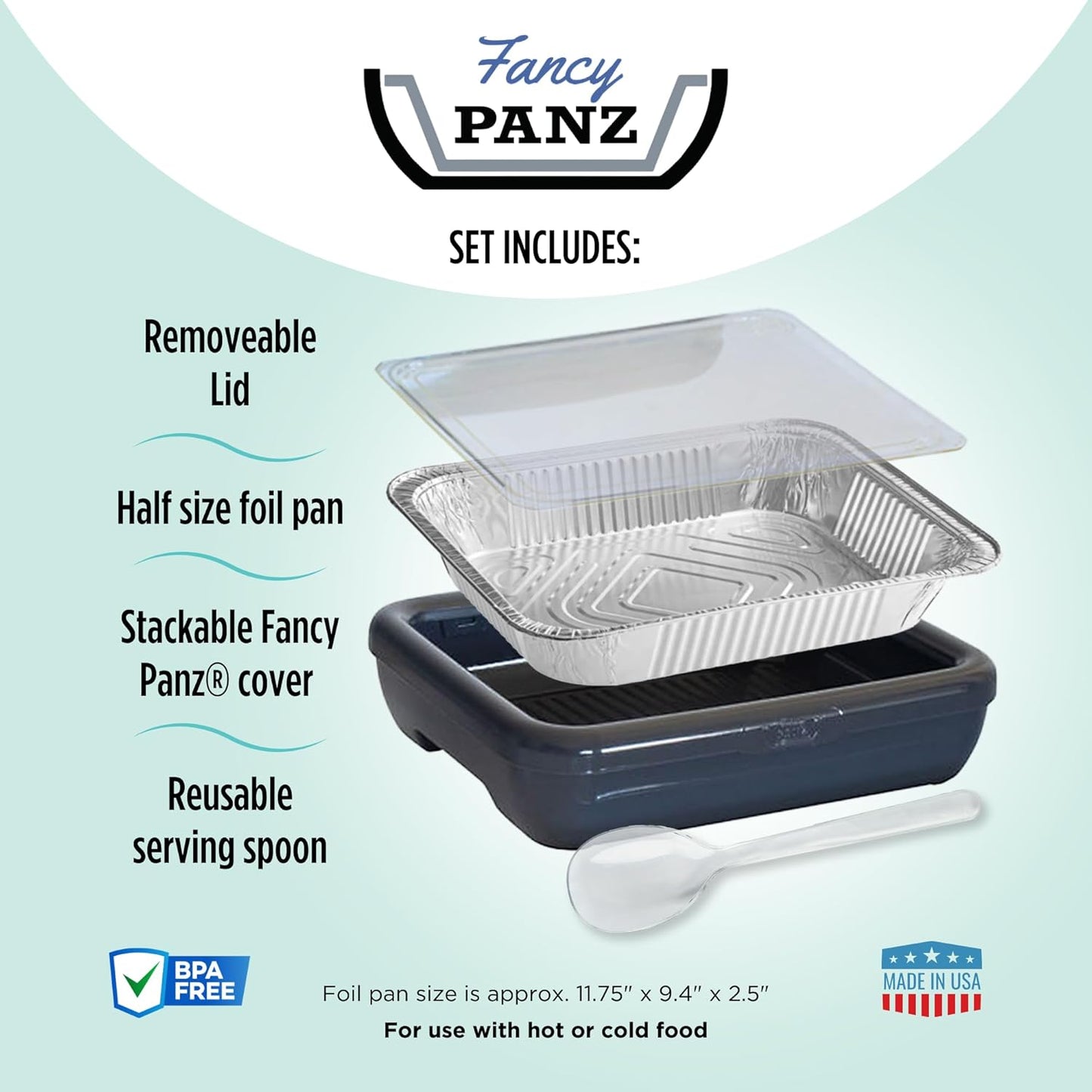Fancy Panz Red Classic Aluminum Foil Pan Carrier with Secure Latch Lid - Reusable Casserole Carrier for Half Size Pans - Food Transport Holder for Potlucks, Parties, Tailgates & Entertaining