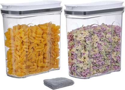Food Dispenser Set, Airtight Food Storage Container with Lid 1.5L,2PCS BPA-FREE Plastic Pantry Organization Canisters for Nuts Quinoa Coffee and More Dry Food in Kitchen