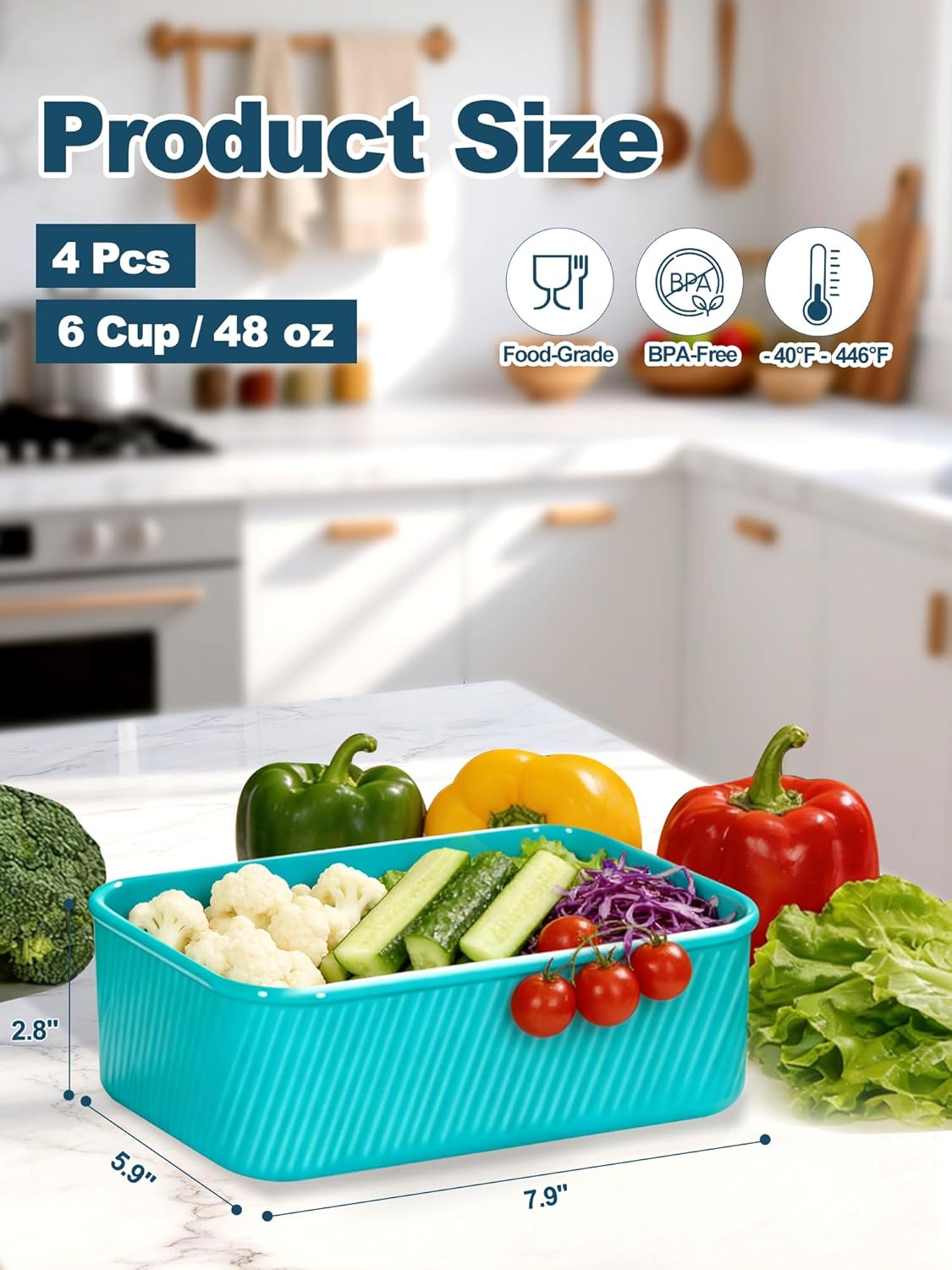 4 PCS 3.5 Cup Silicone Freezer Trays with Lid, Durable Silicone Soup Freezer Molds for Meal Prep and Food Storage, Reusable Freezer Containers for Soups Sauces Stews Curries (Lake Blue)
