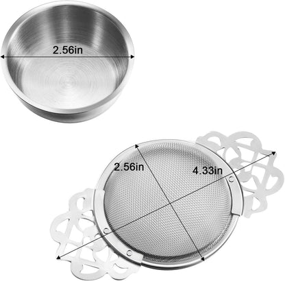 4 Pack Fine Mesh Tea Strainer with Bowl, Sliver