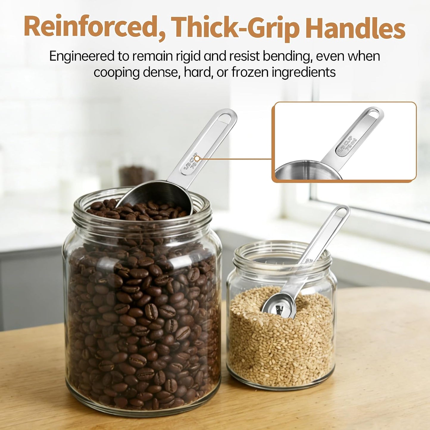 YC Kitchen Measuring Cups and Spoons Set, 8-Piece, Stainless Steel | Metal Handles, Stackable Design, for Dry and Liquid Ingredients - Dishwasher Safe for Cooking & Baking