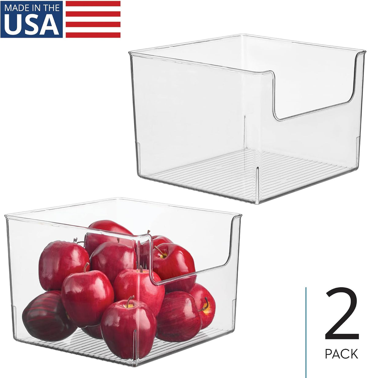iDesign Open-Front Storage Bin, Clear | Kitchen, Pantry, Bathroom, Home Office, Made in USA
