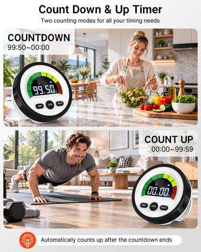 Digital Magnetic Kitchen Timer for Cooking, Rechargeable, Loud Alarm