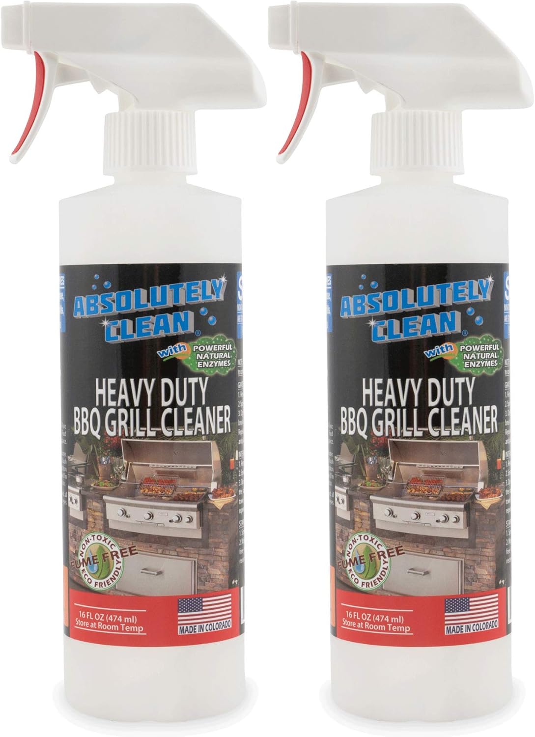Absolutely Clean IT JUST WORKS GREAT as Grill Cleaner Spray! - Professional Strength, Natural Enzyme Formula - Fast Acting, Fume Free - USA Made (16oz Spray Bottle)