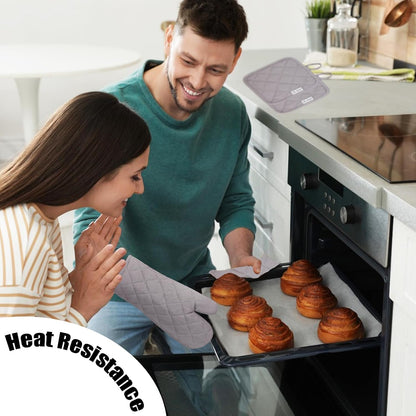 Oven Mitts and Pot Holders Sets,6 Pcs Oven Mitts and Potholders with Recycled Cotton High Heat Resistant Extra Thick Long Oven Mitts for Cooking(Black)