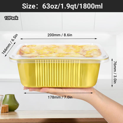 EUSOAR Aluminum Pans with Lids, 50pack 32oz Small Disposable Foil Loaf Cake Food Storage Pans, Catering Party Meal Prep Freezer Drip Pans for Microwave Oven Safe Cooking,Baking,Heating,Takeout