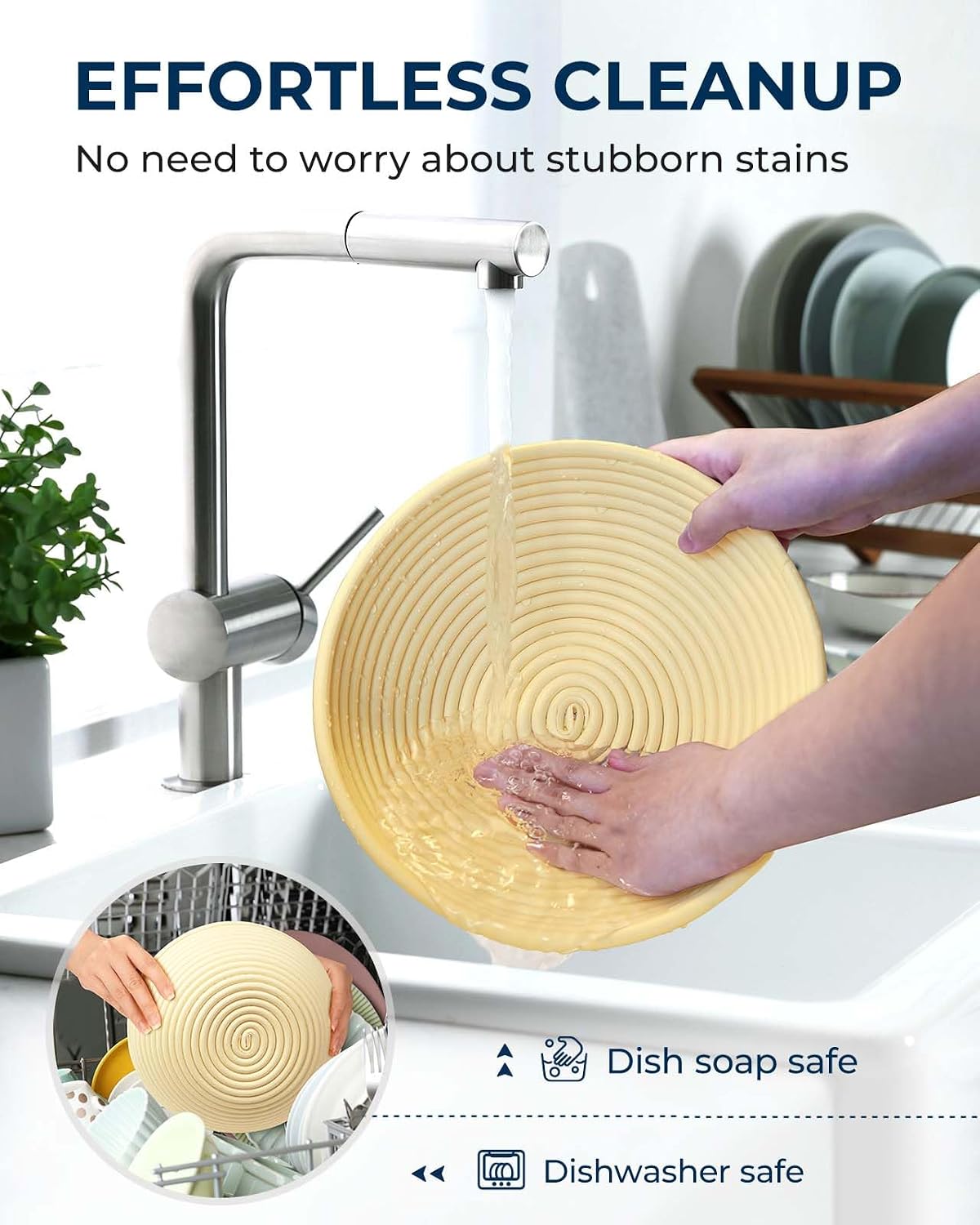 Banneton Proofing Basket Set, Sourdough Bread Baking Supplies (Plastic)