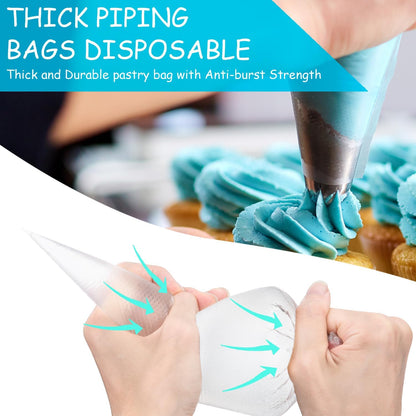 100pcs Thick Disposable Icing Piping Bags, Professional Pastry Bags 12inch, Heavy Duty Anti Burst Cake Tipless Piping Bags for Chocolate Royal Cupcake Cream Frosting Cookie Decorating Baking Supplies
