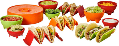 IMUSA 12pc Taco Fiesta Set, Red/Orange/Green