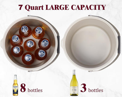 6.8L/7QT Insulated Ice Bucket with Lid & Scoop,Double-Wall Ice Bucket for Parties,Cocktail Bar(White)